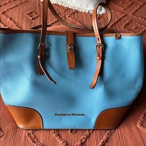Dooney & Bourke Sky Blue and Tan Tote Bag